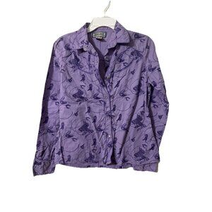 Shyanne Purple Cowboy Long Sleeve Snap Blouse Size Small